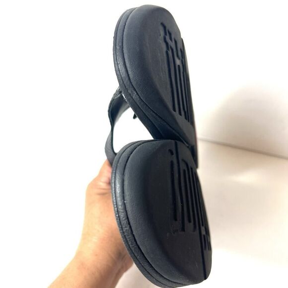 FitFlop Black Thong Leather Summer Sandals Womens Size 10 Comfort Casual Slip On - Picture 7 of 11